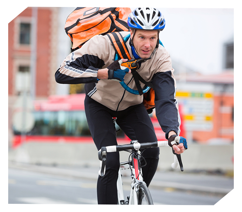 person biking to deliver documents